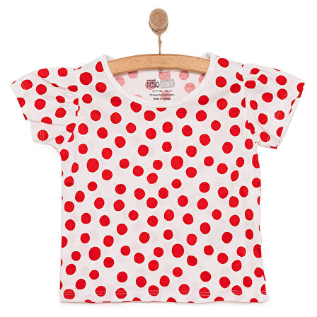 HelloBaby Basic Kız Puantiye Desenli  Baskılı T-Shirt Kız Bebek