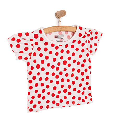 HelloBaby Basic Kız Puantiye Desenli  Baskılı T-Shirt Kız Bebek