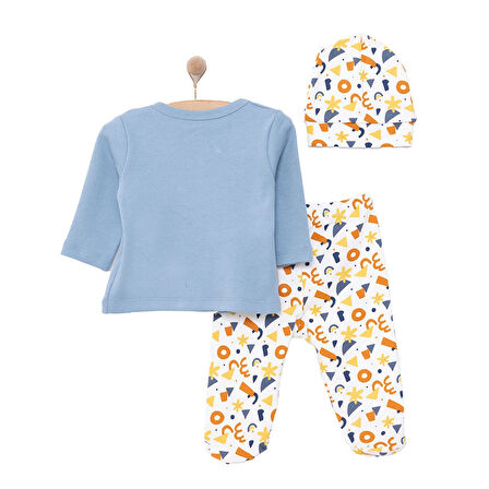 HelloBaby Yenidoğan Zıbın-Şapka-Patikli Alt 3lü Set Erkek Bebek