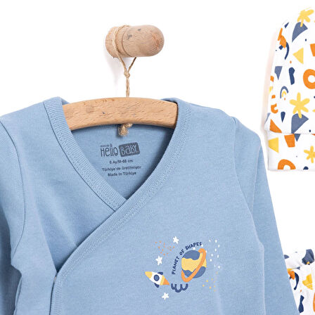 HelloBaby Yenidoğan Zıbın-Şapka-Patikli Alt 3lü Set Erkek Bebek