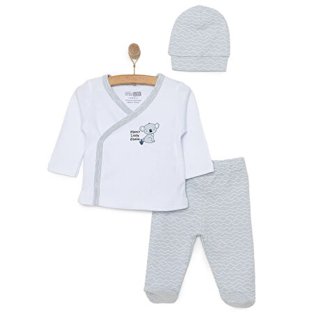 HelloBaby Yenidoğan Zıbın-Şapka-Patikli Alt 3lü Set Erkek Bebek