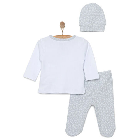HelloBaby Yenidoğan Zıbın-Şapka-Patikli Alt 3lü Set Erkek Bebek