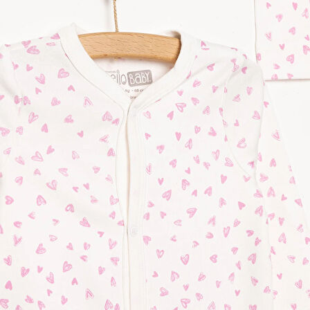 HelloBaby Yenidoğan Kalp Baskılı Kız Tulum-Şapka Kız Bebek