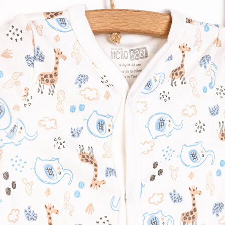 HelloBaby Yenidoğan Hayvanlar Baskılı Erkek Tulum-Şapka Erkek Bebek