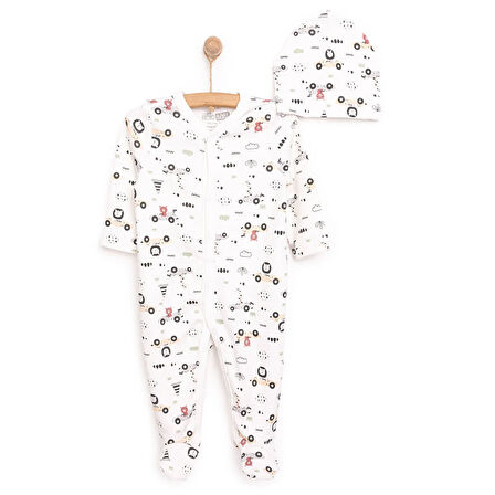 HelloBaby Yenidoğan Araçlar Baskılı Erkek Tulum-Şapka Erkek Bebek