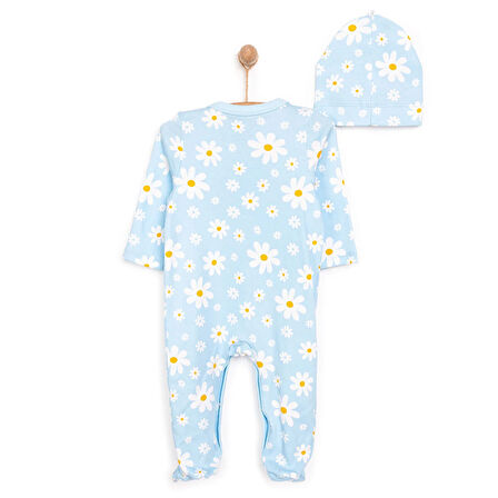 HelloBaby Yenidoğan Çiçek Baskılı Kız Tulum-Şapka Kız Bebek