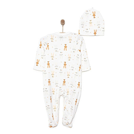 HelloBaby Yenidoğan Hayvanlar Baskılı Kız Tulum-Şapka Kız Bebek