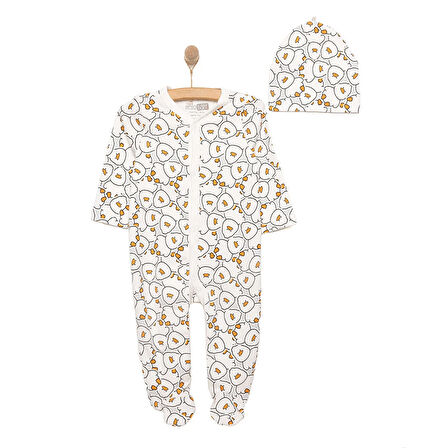 HelloBaby Yenidoğan Hayvanlar Baskılı Kız Tulum-Şapka Kız Bebek