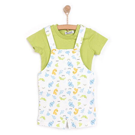 HelloBaby Yenidoğan Fil Desen Şort Salopet - Tshirt Takım Erkek Bebek