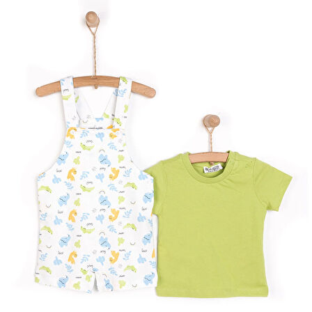 HelloBaby Yenidoğan Fil Desen Şort Salopet - Tshirt Takım Erkek Bebek
