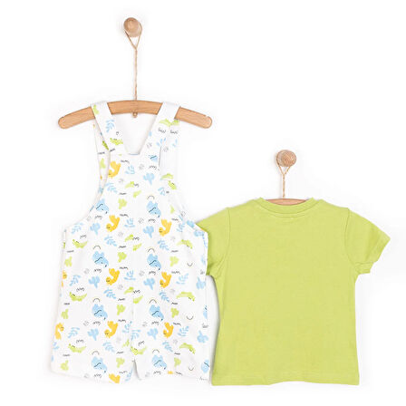 HelloBaby Yenidoğan Fil Desen Şort Salopet - Tshirt Takım Erkek Bebek