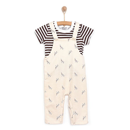 HelloBaby Yenidoğan Zürafa Desen Salopet Tshirt Takım Unisex
