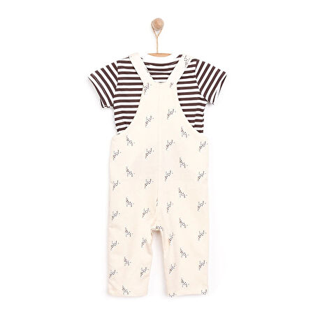 HelloBaby Yenidoğan Zürafa Desen Salopet Tshirt Takım Unisex