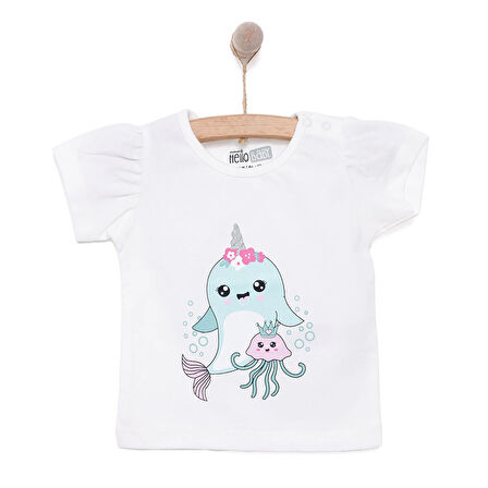 HelloBaby Basic Kız Balina Baskılı T-Shirt Kız Bebek