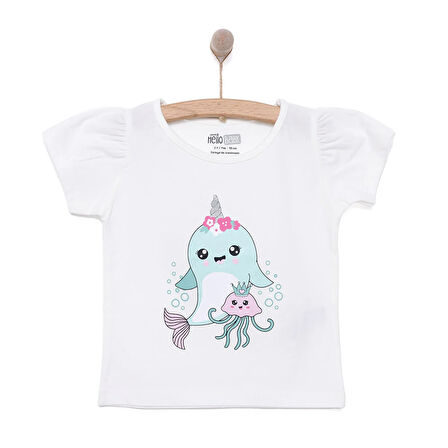 HelloBaby Basic Kız Balina Baskılı T-Shirt Kız Bebek