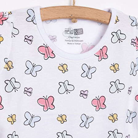 HelloBaby Basic Kız Kelebek Desenli T-Shirt Kız Bebek