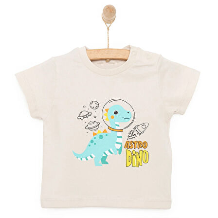 HelloBaby Basic Erkek Astro Dinozor Baskılı T-Shirt Erkek Bebek