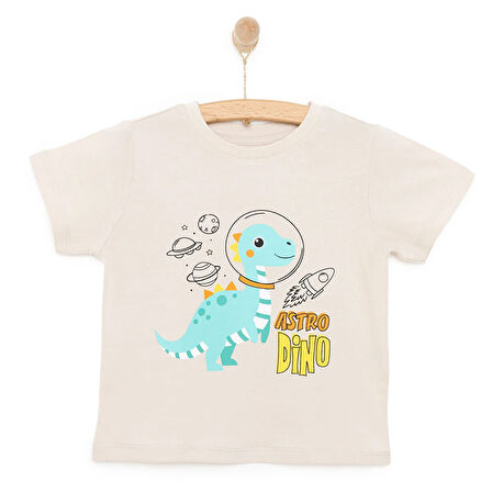 HelloBaby Basic Erkek Astro Dinozor Baskılı T-Shirt Erkek Bebek