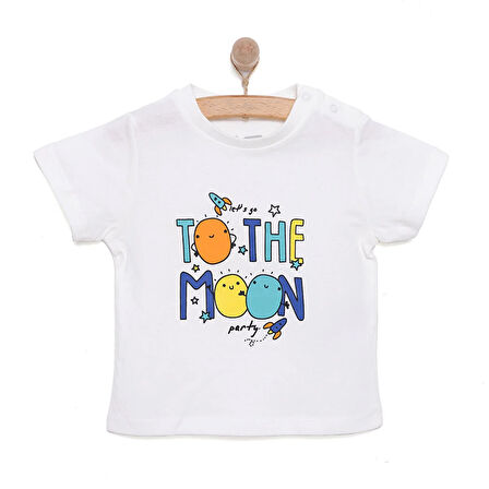 HelloBaby Basic Erkek Ay Baskılı T-Shirt Erkek Bebek