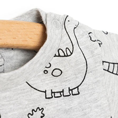 HelloBaby Basic Erkek Dino Eşler Baskılı T-Shirt Erkek Bebek