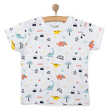 HelloBaby Basic Erkek Dinozor Baskılı T-Shirt Erkek Bebek