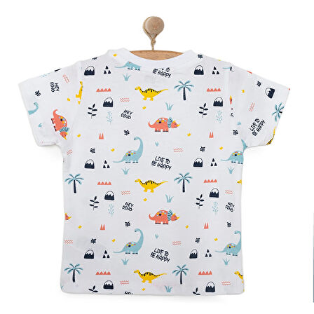 HelloBaby Basic Erkek Dinozor Baskılı T-Shirt Erkek Bebek