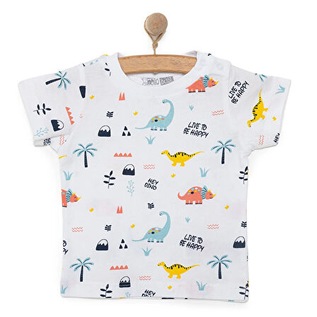 HelloBaby Basic Erkek Dinozor Baskılı T-Shirt Erkek Bebek