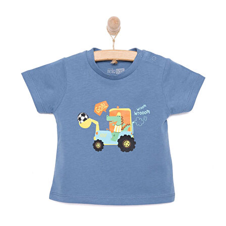 HelloBaby Basic Erkek Kepçe Arabası Baskılı T-Shirt Erkek Bebek