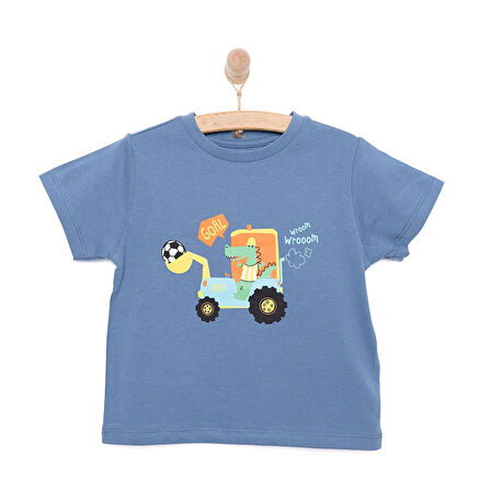 HelloBaby Basic Erkek Kepçe Arabası Baskılı T-Shirt Erkek Bebek