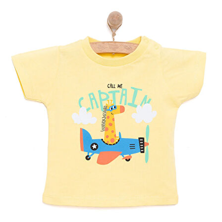 HelloBaby Basic Erkek Pilot Zürafa Baskılı T-Shirt Erkek Bebek