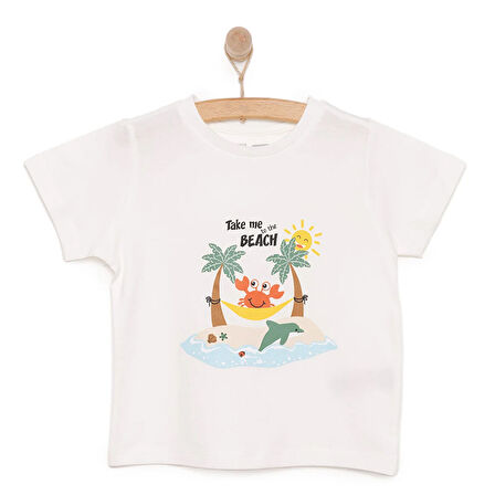 HelloBaby Basic Erkek Plaj Yengeci Baskılı T-Shirt Erkek Bebek