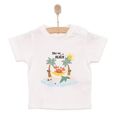 HelloBaby Basic Erkek Plaj Yengeci Baskılı T-Shirt Erkek Bebek