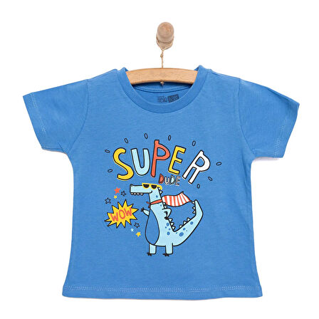 HelloBaby Basic Erkek Süper Dinozor Baskılı T-Shirt Erkek Bebek
