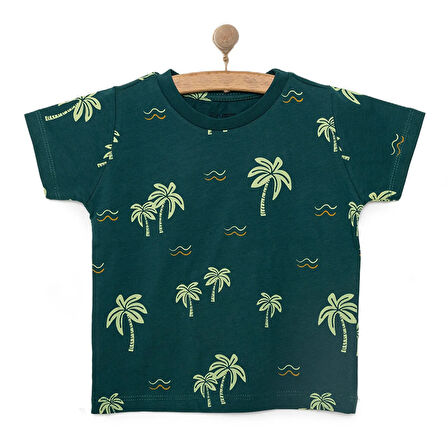 HelloBaby Basic Erkek Yaprak Baskılı T-Shirt Erkek Bebek