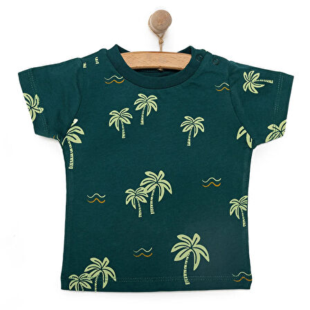 HelloBaby Basic Erkek Yaprak Baskılı T-Shirt Erkek Bebek