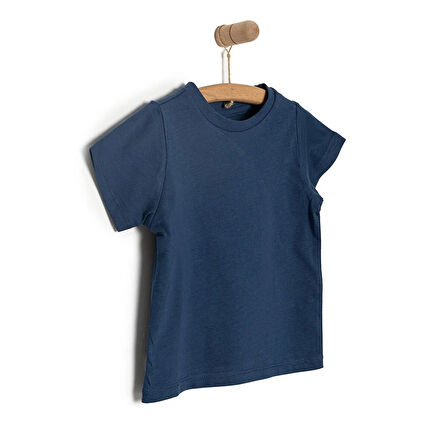 HelloBaby Erkek Bebek Basic Tişört Bisiklet Yaka Kısa Kol Lacivert