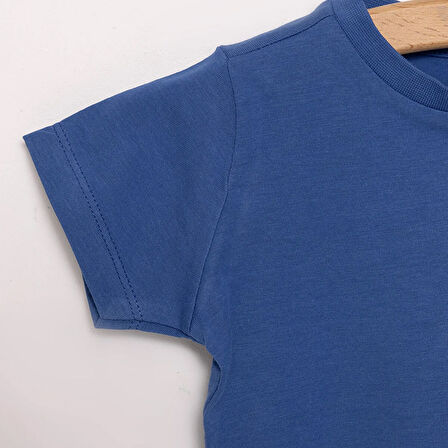 HelloBaby Erkek Bebek Basic Tişört Bisiklet Yaka Kısa Kol Lacivert