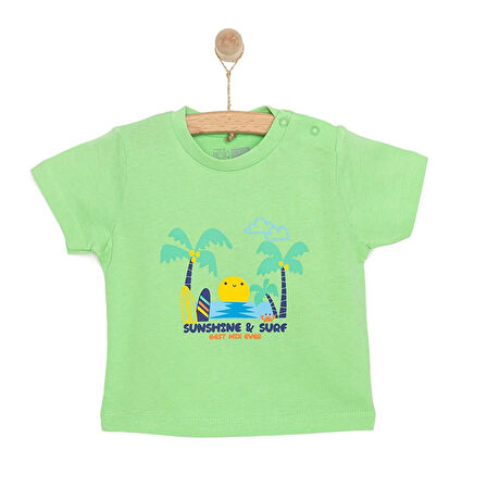 HelloBaby Basic Erkek Güneş ve Palmiye Baskılı T-Shirt Erkek Bebek