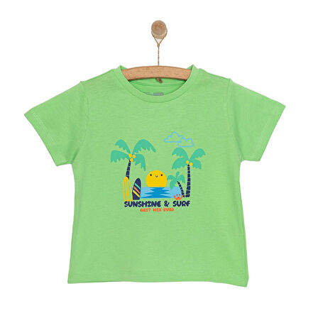 HelloBaby Basic Erkek Güneş ve Palmiye Baskılı T-Shirt Erkek Bebek