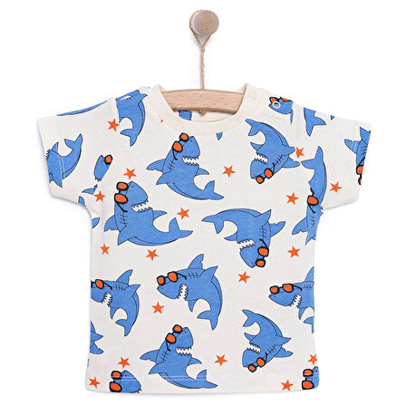 HelloBaby Basic Erkek Köpek Balığı Baskılı T-Shirt Erkek Bebek