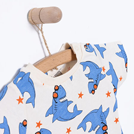 HelloBaby Basic Erkek Köpek Balığı Baskılı T-Shirt Erkek Bebek