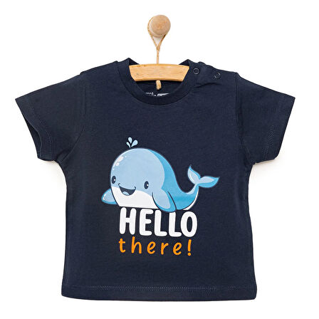 HelloBaby Basic Erkek Hello Balina Baskılı T-Shirt Erkek Bebek