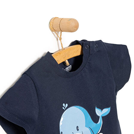 HelloBaby Basic Erkek Hello Balina Baskılı T-Shirt Erkek Bebek