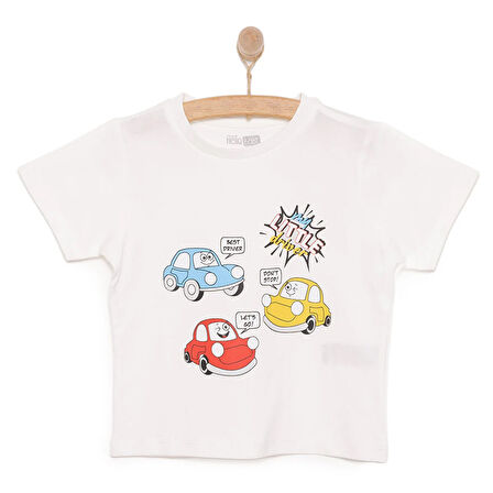 HelloBaby Basic Erkek Kazalı Araba Baskılı T-Shirt Erkek Bebek