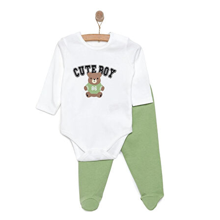HelloBaby Ayı Baskılı Yenidoğan Erkek Body-Patikli Alt Erkek Bebek