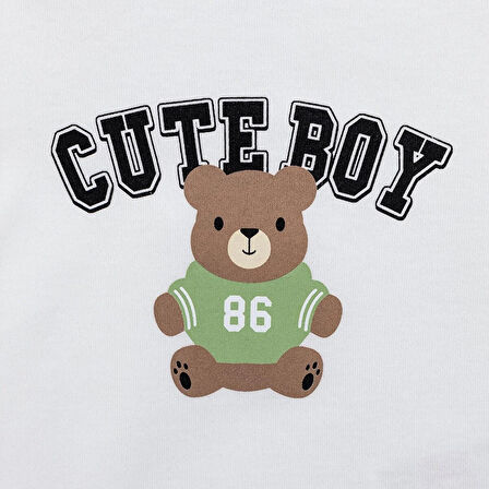 HelloBaby Ayı Baskılı Yenidoğan Erkek Body-Patikli Alt Erkek Bebek