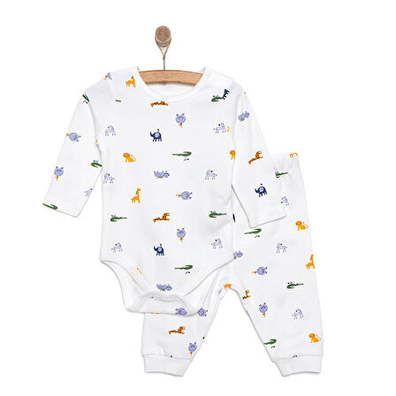 HelloBaby Hayvanlar  Baskılı Yenidoğan Erkek Body-Patiksiz Alt Erkek Bebek