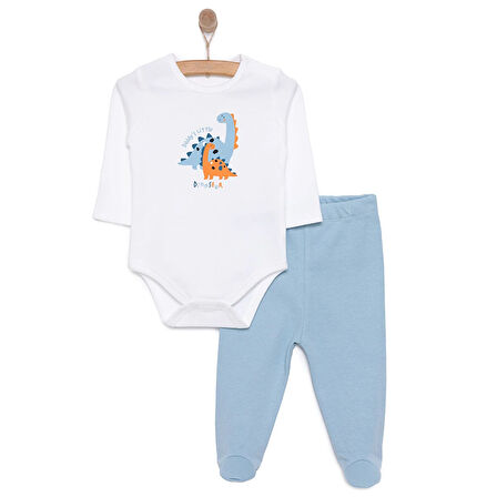 HelloBaby Dinazor Baskılı Yenidoğan Erkek Body-Patikli Alt Erkek Bebek