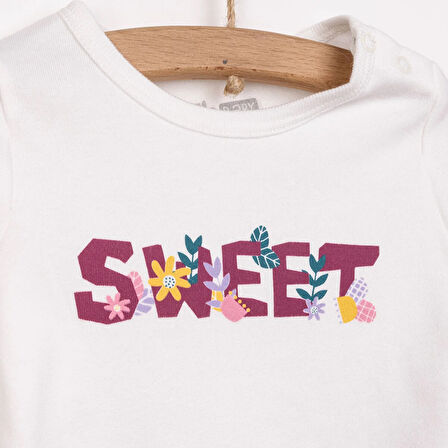 HelloBaby Kalp Baskılı Yenidoğan Kız Body-Patikli Alt-Şapka Kız Bebek