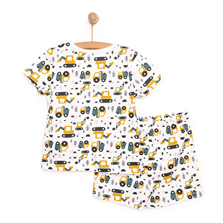 HelloBaby Erkek Kısa Kol Kamyon Desenli Bisiklet Yaka Pijama Takımı